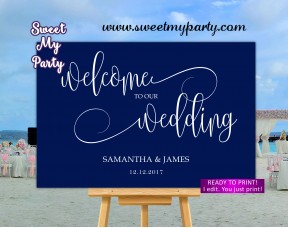 Navy Welcome Sign,Navy blue Wedding Welcome sign,(66w)